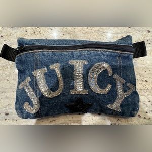 Juicy Denim Sequin Bling Cosmetic Makeup Bag